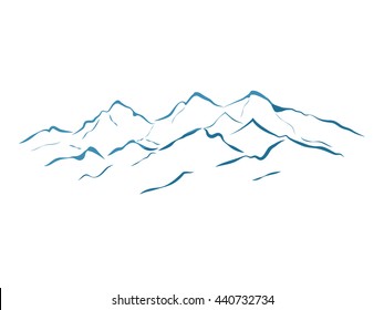 alpine mountain landscape outline vector illustration