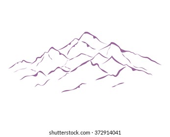 alpine mountain landscape pink vector illustration