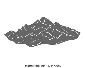 alpine mountain landscape vector outline illustration background