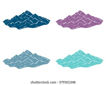 alpine mountain landscape vector outline illustration background