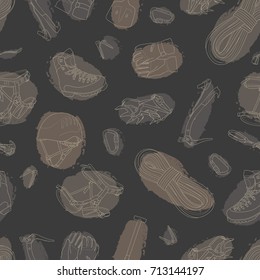 Alpine mountaineering pattern. Vector seamless background. Ready for printing on textile and other seamless design.