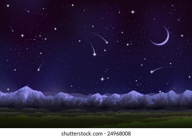 Alpine night panorama