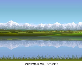 Alpine panorama reflecting in clear water (other landscapes are in my gallery)