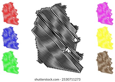 Alpine Shire (Comunidade da Austrália, estado de Victoria, Vic) mapa ilustração vetorial, esboço rabiscar Alpine Shire mapa do Conselho