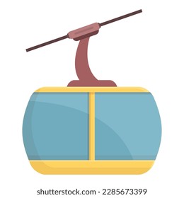 Alpine ski lift icon cartoon vector. Cable ropeaway. Cablecar cabin