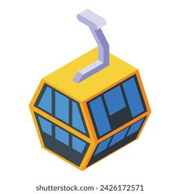 Alpine ski lift icon isometric vector. Winter cable. Trip way