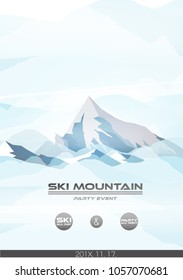 Alpine Ski Poster with Winter Mountain Background - Vector Illustration