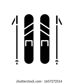 Alpine skiing black icon, concept illustration, vector flat symbol, glyph sign.