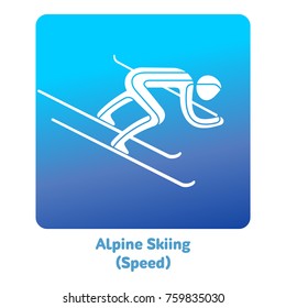 Alpine Skiing icon. Olympic species of events in 2018. Winter sports games icons, vector pictograms for web, print and other projects. Vector illustration isolated on a white background