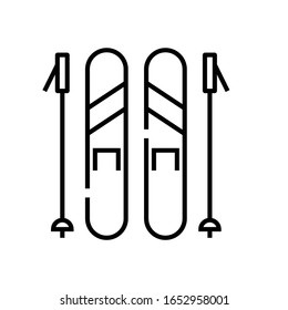 Alpine skiing line icon, concept sign, outline vector illustration, linear symbol.