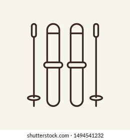 Alpine skiing line icon. Winter, sport, outdoors. Winter concept. Vector illustration can be used for topics like winter activities, family vacation, holidays