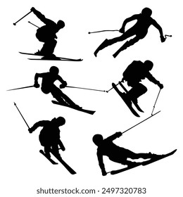 alpine skiing player silhouette drawing shape