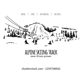 Alpine skiing track, sketch for your design