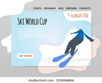 Alpine skiing. Vector illutration in abstract flat style, design template of sport site header, banner or poster.