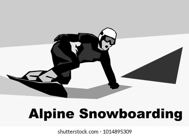 alpine snowboarding vector illustration