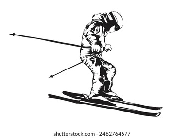 alpine sportsman athlete silhouette vector