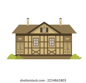 
Alpine style house isolated. Manson icon. Vector illustration. Building with an attic.
