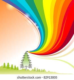 Alpine Trees - Abstract Rainbow Pencil Series