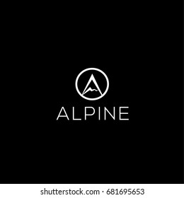 Alpine vector logo. Mountain brand identity