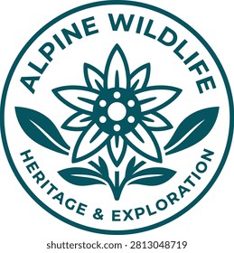 Alpine Wildlife Logo Featuring a Flower Design with Heritage and Exploration Theme