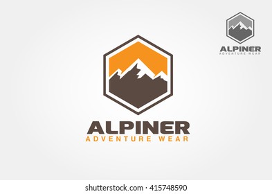 Alpiner Adventure Wear Vector Logo Illustration. Mountains logo template.