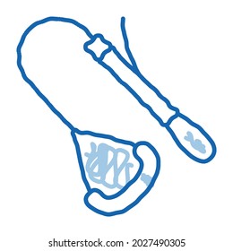 Alpinism Metallic Device With Handle sketch icon vector. Hand drawn blue doodle line art isolated symbol illustration