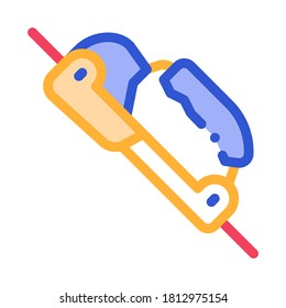 Alpinism Rope Movement Mechanism Tool Vector Icon Thin Line. Compass, Mountain Direction And Burner Mountaineering Alpinism Equipment Concept Linear Pictogram. Contour Outline Illustration