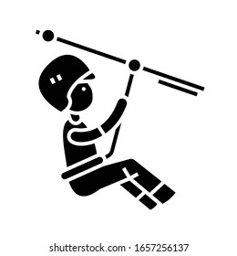 Alpinist black icon, concept illustration, vector flat symbol, glyph sign.