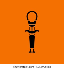 Alpinist Camalot Icon. Black on Orange Background. Vector Illustration.