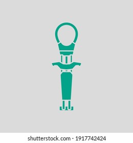 Alpinist Camalot Icon. Green on Gray Background. Vector Illustration.