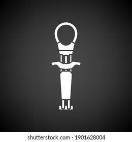 Alpinist Camalot Icon. White on Black Background. Vector Illustration.