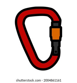 Alpinist Carabine Icon. Editable Bold Outline With Color Fill Design. Vector Illustration.