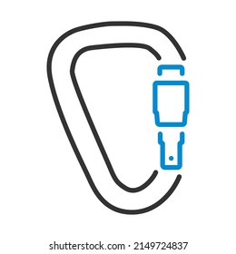 Alpinist Carabine Icon. Editable Bold Outline With Color Fill Design. Vector Illustration.
