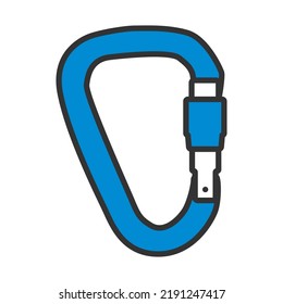Alpinist Carabine Icon. Editable Bold Outline With Color Fill Design. Vector Illustration.