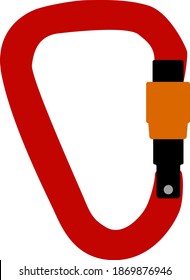 Alpinist Carabine Icon. Flat Color Design. Vector Illustration.