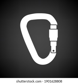 Alpinist Carabine Icon. White on Black Background. Vector Illustration.