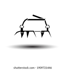Alpinist Crampon Icon. Black on White Background With Shadow. Vector Illustration.