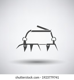 Alpinist Crampon Icon. Dark Gray on Gray Background With Round Shadow. Vector Illustration.