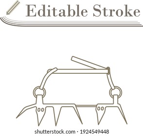 Alpinist Crampon Icon. Editable Stroke Simple Design. Vector Illustration.