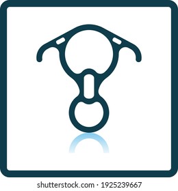 Alpinist Descender Icon. Square Shadow Reflection Design. Vector Illustration.