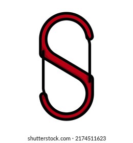 Alpinist Double Sided Carabine Icon. Editable Bold Outline With Color Fill Design. Vector Illustration.