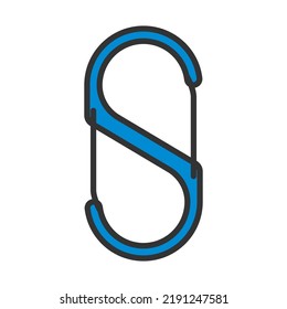 Alpinist Double Sided Carabine Icon. Editable Bold Outline With Color Fill Design. Vector Illustration.
