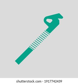 Alpinist Ice Screw Icon. Green on Gray Background. Vector Illustration.