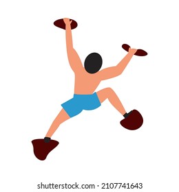 Alpinist Icon. Flat Color Design. Vector Illustration.