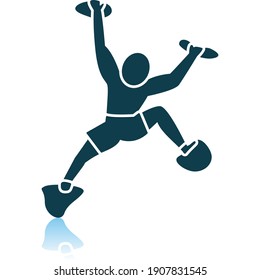 Alpinist Icon. Shadow Reflection Design. Vector Illustration.