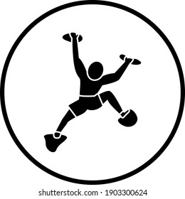 Alpinist Icon. Thin Circle Stencil Design. Vector Illustration.