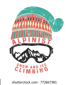 alpinist mountain graphic for winter t shirt print