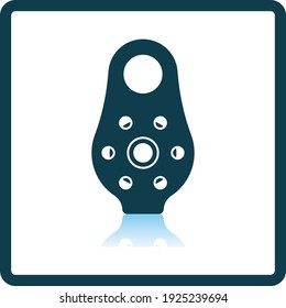 Alpinist Pulley Icon. Square Shadow Reflection Design. Vector Illustration.