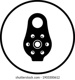 Alpinist Pulley Icon. Thin Circle Stencil Design. Vector Illustration.