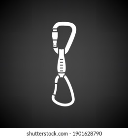 Alpinist Quickdraw Icon. White on Black Background. Vector Illustration.